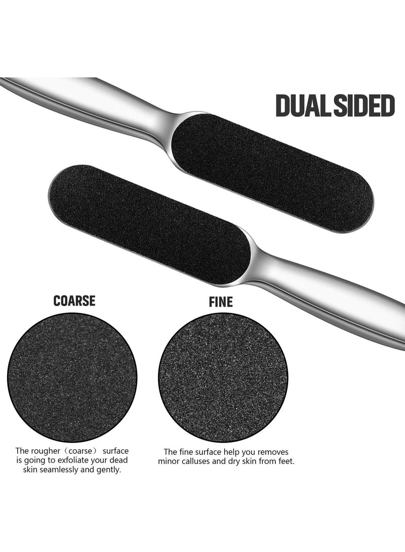 2 Pieces Stainless Steel Pedicure Foot File Callus Remover Foot Scrubber Rasp with 20 Replaceable Coarse/Fine Double Side Reusable Pads for Care Cracked Skin Callus Remover Tool(Silver) - Image 5