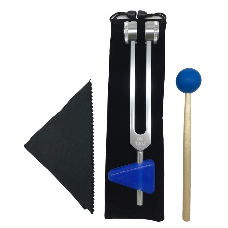 FSHANEE OM 136.1 Hz Tuning Forks Set Chakra Tuning Fork Sound Healing Fork Crystal Cleaning Fork Tuning Therapy Tool All In Pouch with Cleaning Cloth & Wooden Striker - Image 1