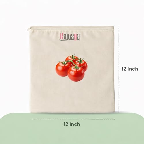 KANISYA Reusable Cotton Vegetable Storage Bags for Fridge | Washable Breathable Cloth Produce Bags | Plastic Free Refrigerator Kitchen Organizer for Fruits & Vegetables, 12 x 12 Inches (Pack of 10) - Image 5