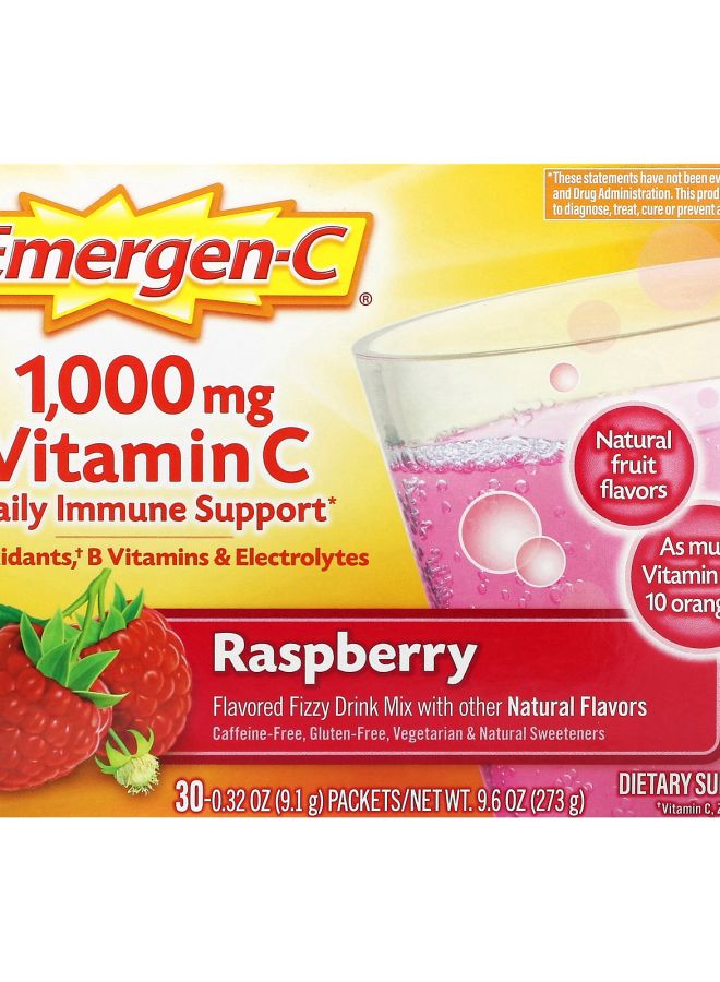 Emergen-C Vitamin C Raspberry 1000 mg 30 Packets 0.32 oz (9.1 g) Each