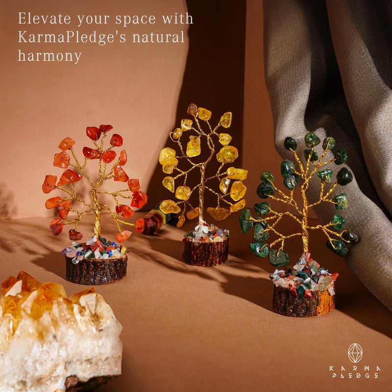 KARMAPLEDGE Crystal Tree Set of 12 Unique Birthday Gifts for Women, Sister, Mom, Home Office Decor, Shelf Desk Decoration for Positive Energy, Bring Good Luck, Money, Reiki Healing, Chakra Tree of Life Gift Sets - Image 4