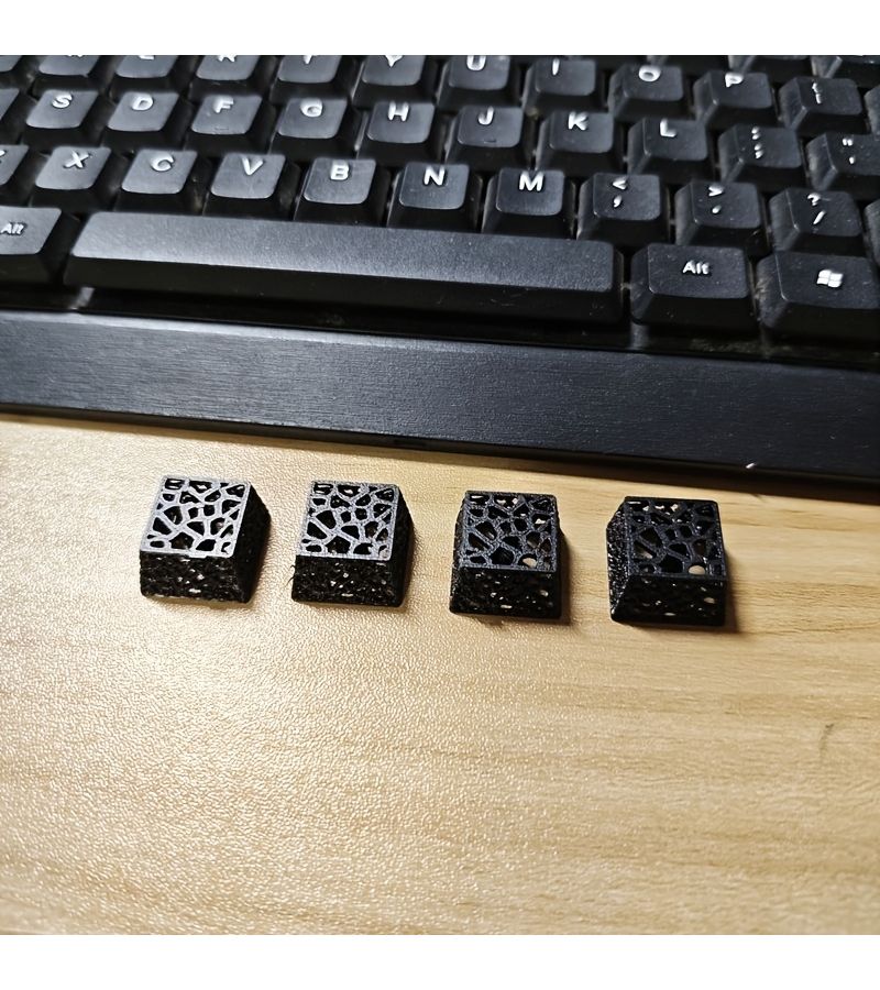 4 قطع من أغطية المفاتيح الفنية السوداء بتصميم مجوف، متوافقة مع لوحات المفاتيح الميكانيكية من نوع MX، هدية تزيينية للرجال. - Image 4