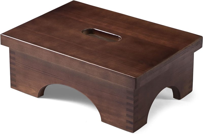 Craftsline Wooden Bedside Step Stool - Indoor & Outdoor Mobility - 16.5 x 11.8 x 6.5 Inches Portable One Step (Brown) - Image 1