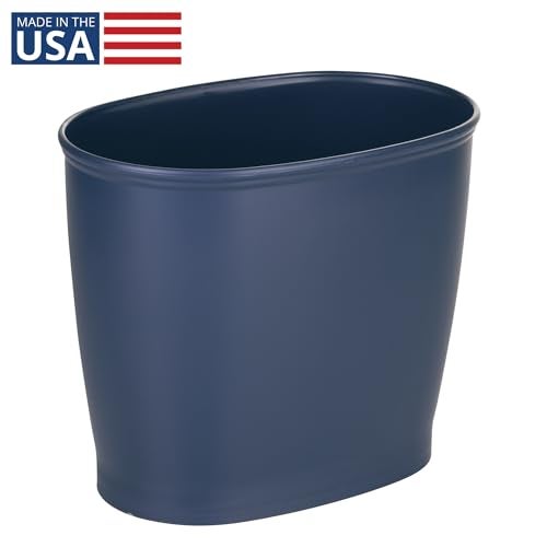InterDesign iDesign Slim Plastic Bathroom Trash Can, Small Garbage Bin for Bedroom, Office, Desk, Dorm, Navy Blue - Image 2