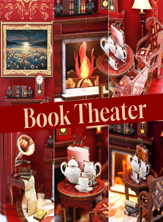 ETKVR Book Nook Kit - DIY Miniature House Dollhouse Kit 3D Puzzles for Adults, Gifts for Family and Friends Bookshelf Decor Tiny House Model Build with Dust Cover - Book Theater - Image 2