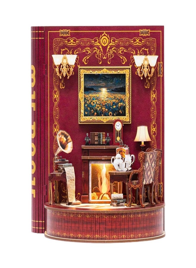 ETKVR Book Nook Kit - DIY Miniature House Dollhouse Kit 3D Puzzles for Adults, Gifts for Family and Friends Bookshelf Decor Tiny House Model Build with Dust Cover - Book Theater - Image 1