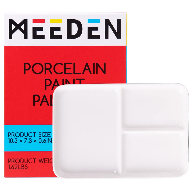 MEEDEN Ceramic Artist Paint Palette Rectangle Porcelain Watercolor Palette 10  7 Ceramic Mixing Tray for Gouache Watercolor Acrylic Painting