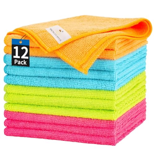 Showstopper Microfiber Cleaning Cloth | Kitchen Cleaning Cloths and Wipes | Dusting Cloth for Home Cleaning | Kitchen Accessories Items for Home | 4 AssortedColor: Green,Blue,Orange,Pink | 40cmX40cm - Image 1