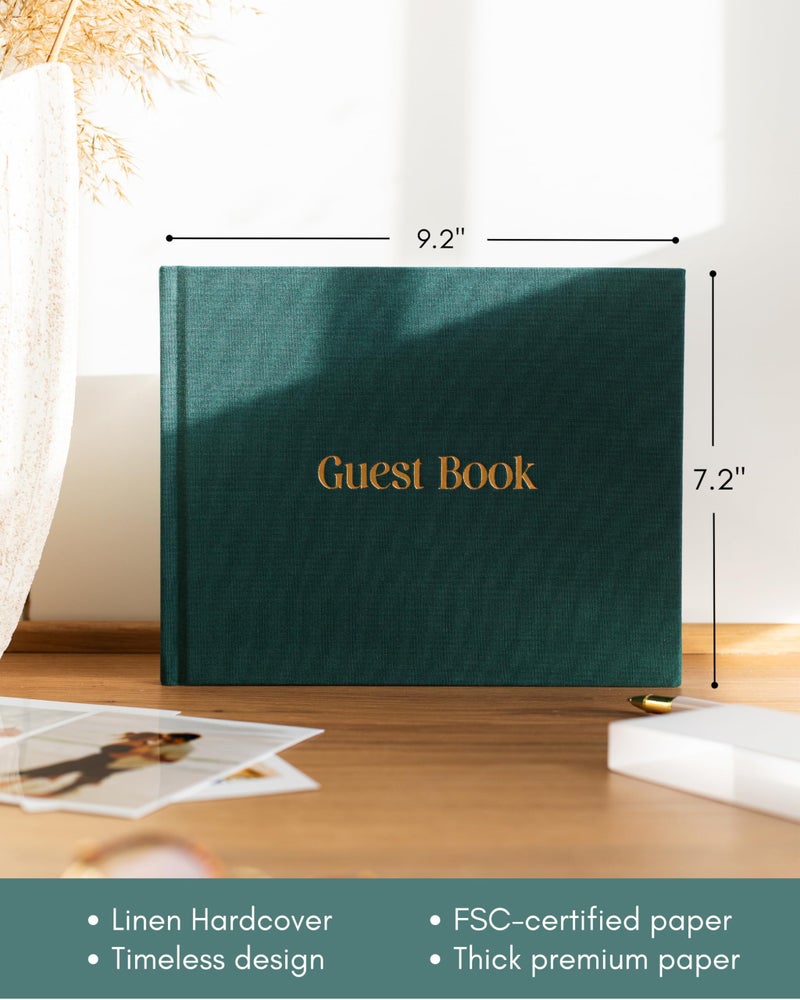 Lamare Lamare Wedding Guest Book - Elegant Linen Guest Book Wedding Reception, Baby Shower Guest Book, Polaroid Guest Book for Wedding and Special Events, Wedding Guest Book Polaroid Pictures  - Image 3