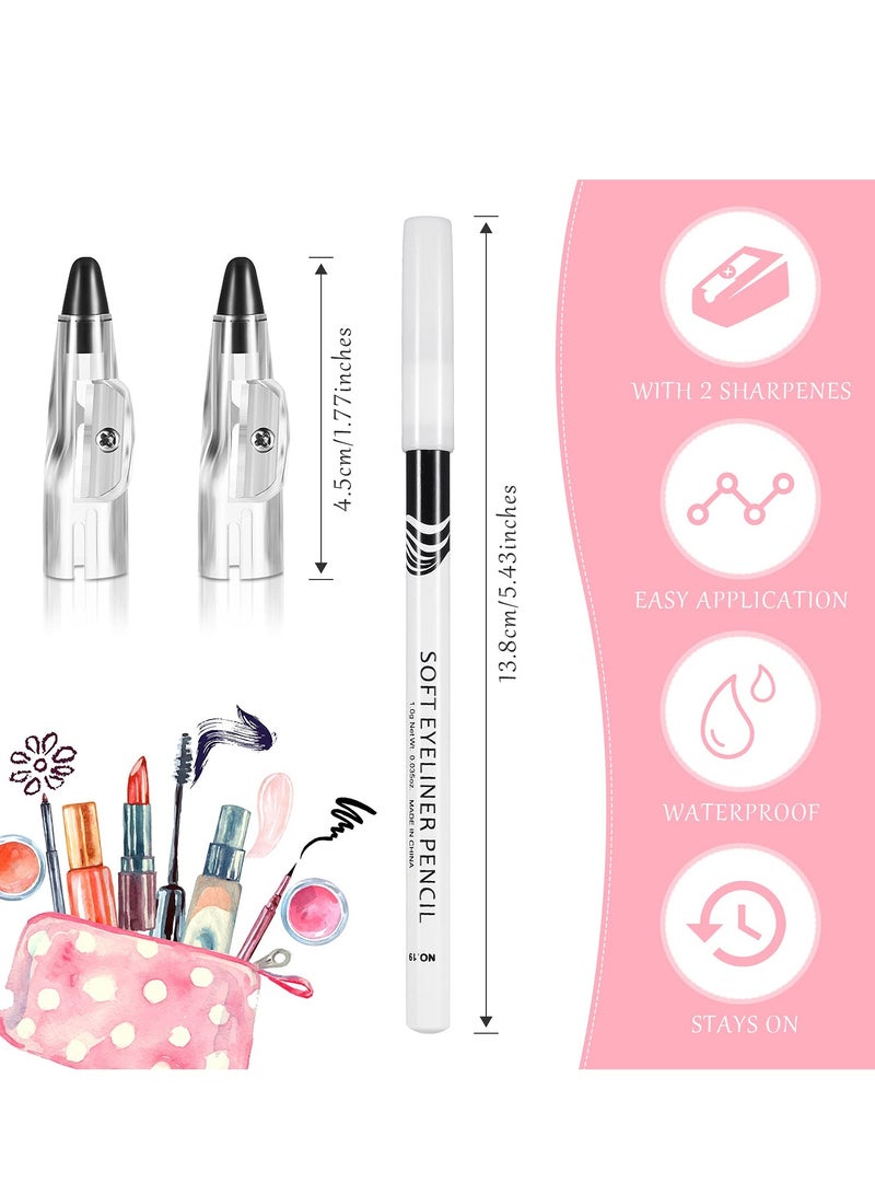 Excefore White Eyeliner Pencil Soft Highlighter Eye Liner Pencil Lying Eye Brightener Stick Eyeshadow Pencil Waterproof Hypoallergenic White Eye Liners Makeup Pencils Easy to Color Eye Makeup - Image 5