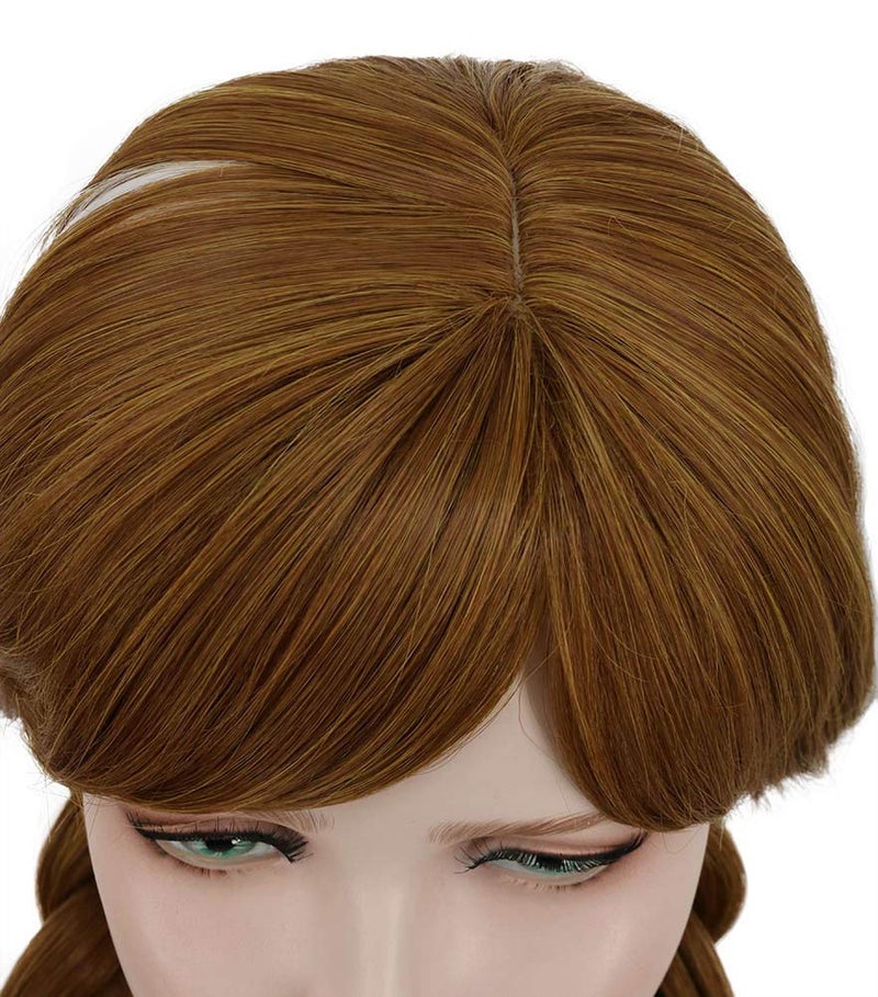 yuehong Long Brown Double Tail Braided Wigs Anime Cosplay Wig Heat Resistant Synthetic Fibers Soft Durable Breathable Costume Hair - Image 2