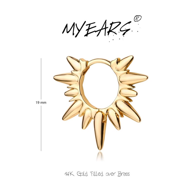 MYEARS Women Sun Earrings Gold Huggie Hoop 14K Gold Plated Small Simple Hypoallergenic Everyday Jewelry - Image 5