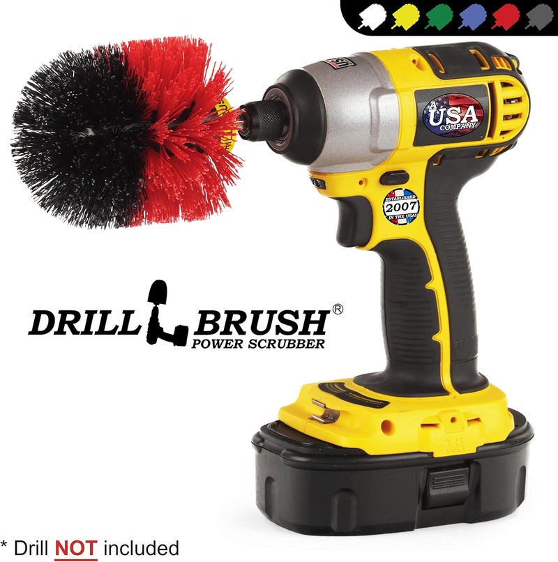 Drillbrush أدوات تنظيف خارجية أداة فرك الحديقة فرشاة فرك الفناء منظف حمام الطيور تماثيل الحديقة فرشاة فرك الخرسانة مجموعة استعادة شواهد القبور - Image 4