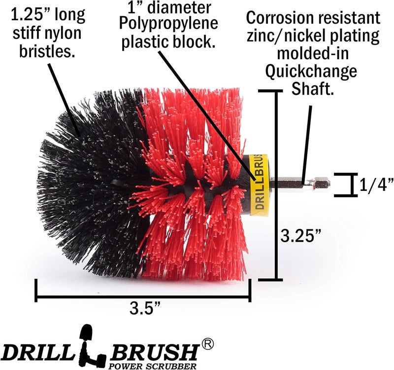Drillbrush أدوات تنظيف خارجية أداة فرك الحديقة فرشاة فرك الفناء منظف حمام الطيور تماثيل الحديقة فرشاة فرك الخرسانة مجموعة استعادة شواهد القبور - Image 5