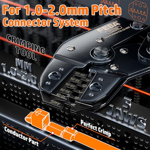 PEBA JST Ratcheting Crimper 32-22 AWG for 1.0mm/1.25mm/1.5mm/2.0mm Pitch Micro Connectors, Crimping Tool for JST-SH 1.0mm/GH 1.25mm/ZH1.5mm/PH 2.0mm, Molex TE terminals - Precision JST Crimp Tool - Image 2