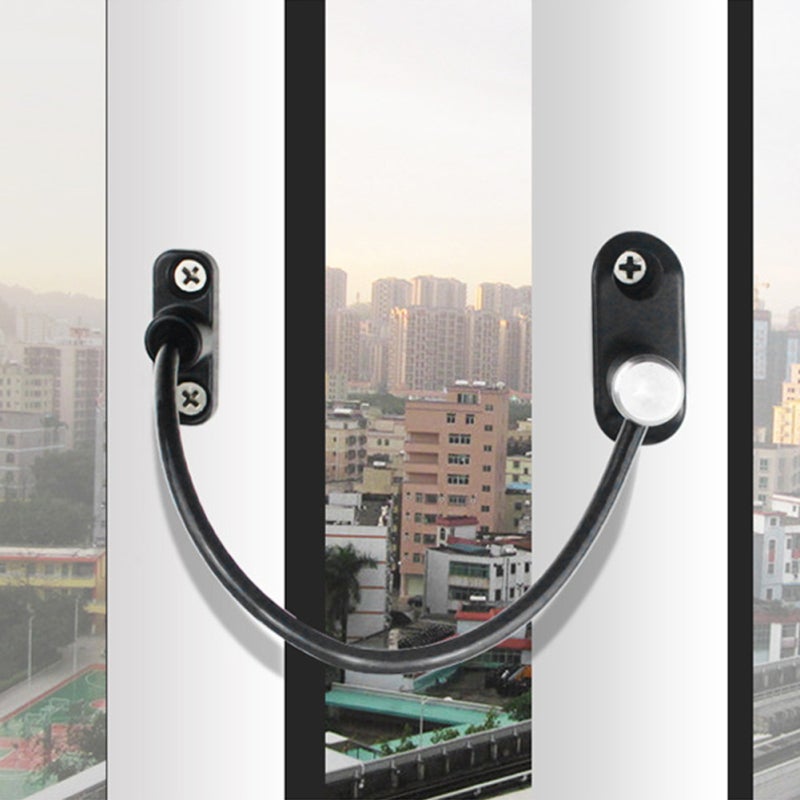 Window Stopper Lock: ABS Material, Thicker Wire Rope, Double Lock - Mechanical Key Lock With 2 Keys Safety Limiter Lock for Child Protection, Home Window Security - Image 1