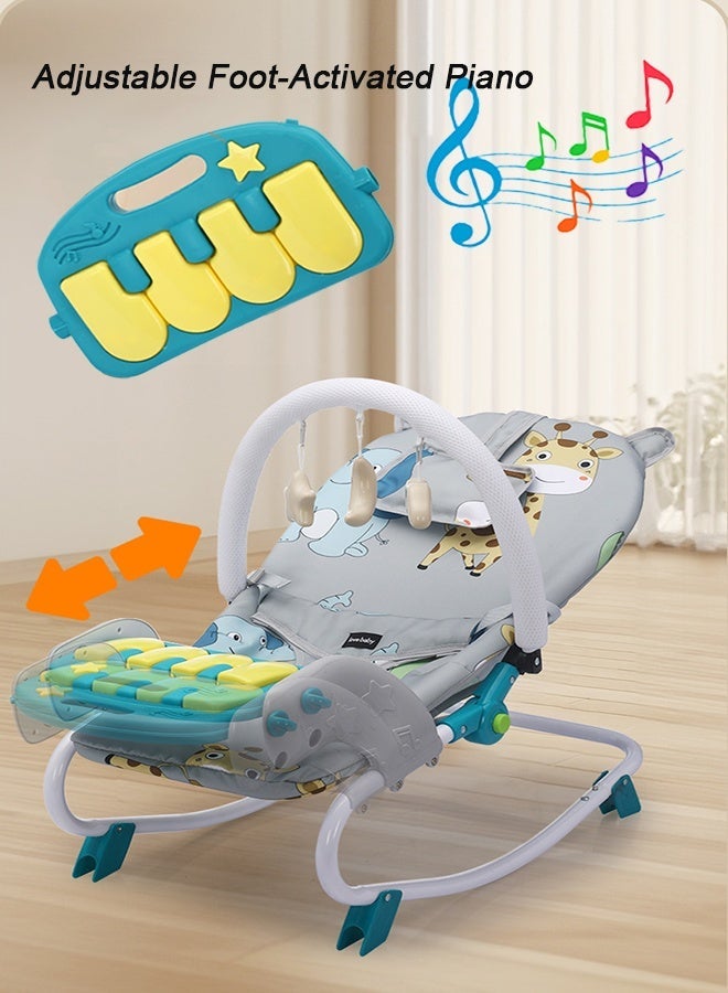 ​هايالكس​ كرسي هزاز للأطفال قابل للتعديل وسهل الحمل مع لوحة موسيقى، قابل للإمالة بعدة وضعيات وخفيف الوزن مناسب لحديثي الولادة والرضع - Image 3