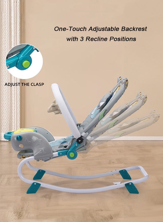 ​هايالكس​ كرسي هزاز للأطفال قابل للتعديل وسهل الحمل مع لوحة موسيقى، قابل للإمالة بعدة وضعيات وخفيف الوزن مناسب لحديثي الولادة والرضع - Image 5