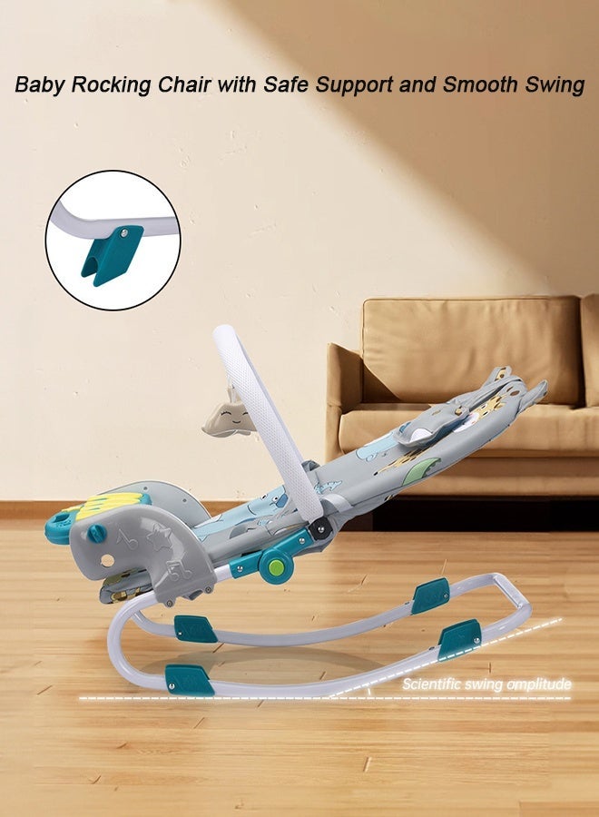 ​هايالكس​ كرسي هزاز للأطفال قابل للتعديل وسهل الحمل مع لوحة موسيقى، قابل للإمالة بعدة وضعيات وخفيف الوزن مناسب لحديثي الولادة والرضع - Image 4