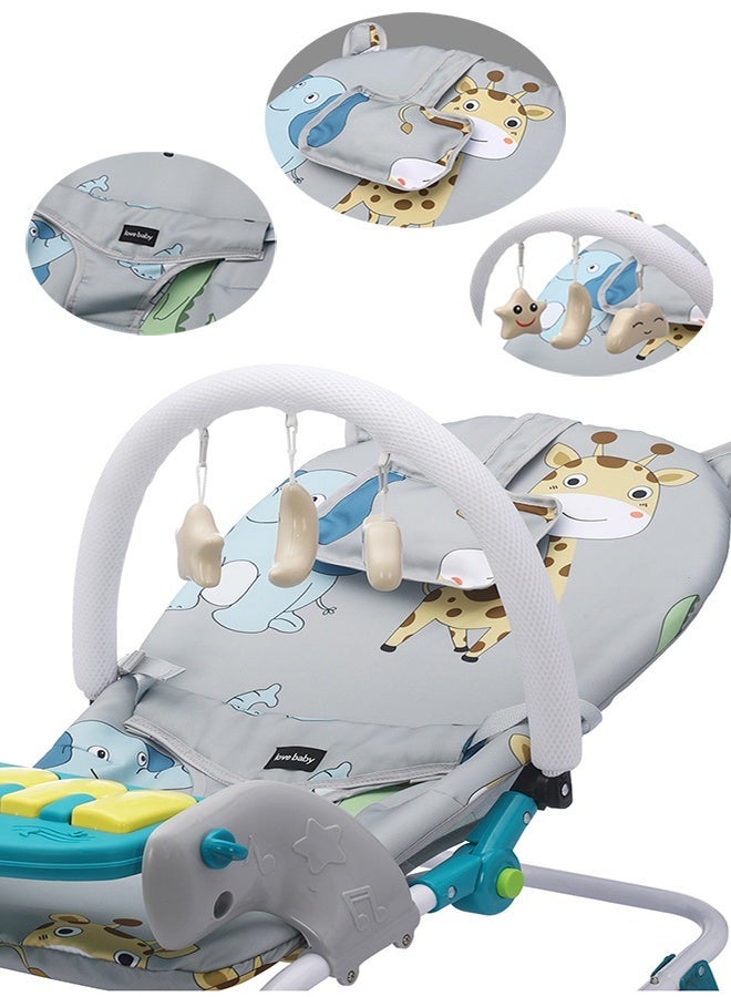 ​هايالكس​ كرسي هزاز للأطفال قابل للتعديل وسهل الحمل مع لوحة موسيقى، قابل للإمالة بعدة وضعيات وخفيف الوزن مناسب لحديثي الولادة والرضع - Image 2