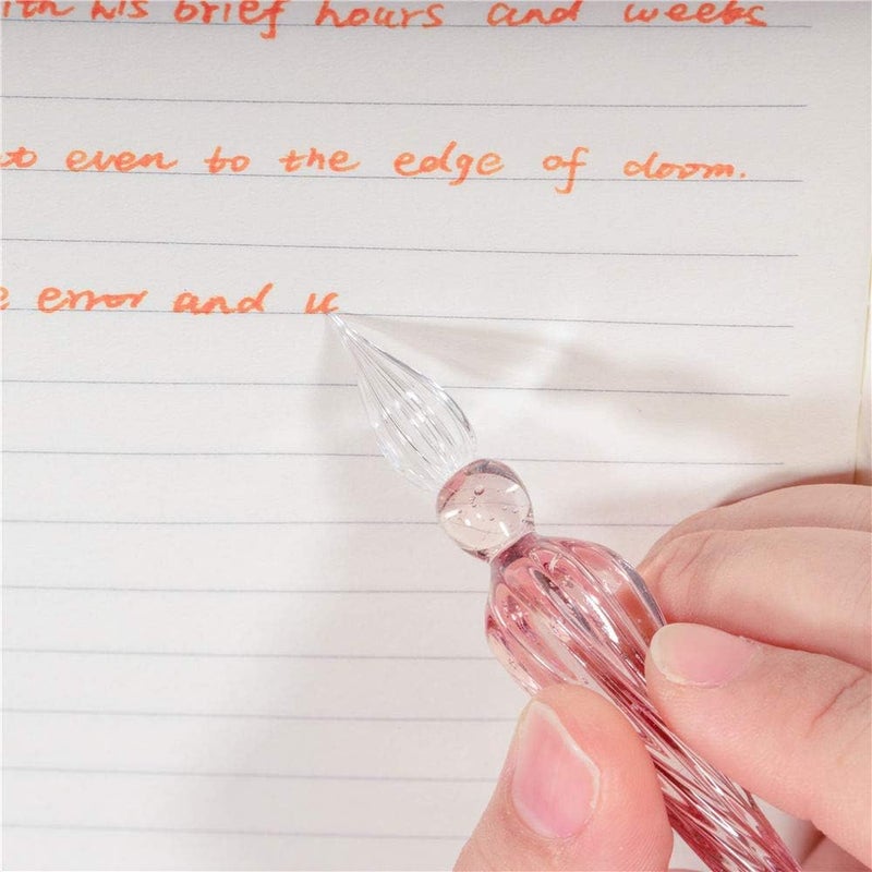 molshine Handmade Glass Dip Pen Crystal Calligraphy Pen Signature Dipped Pen for Artist Women Men Teens,Writing Drawing Decoration Gifts (Light Purple) - Image 5
