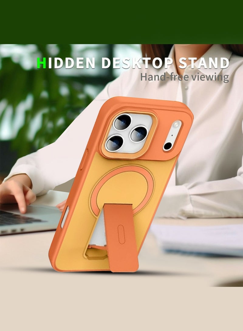 مارجون Magnetic Stand Protective Case for iPhone 17 Pro Max - Kickstand Back and Drop-Resistant Frame - Cosmic Orange - Image 4