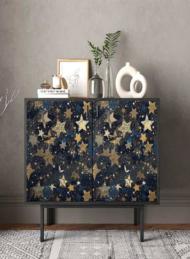 REDAMANCY Navy Gold Stars Galaxy Modern Peel and Stick Wallpaper Stick on Contact Paper Vintage Wall Paper Easy Peel Off for nightstand Drawer Cabinet Renter - Image 4