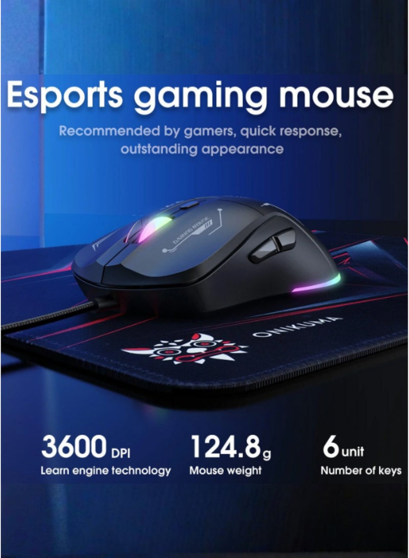 ONIKUMA TZ5006 RGB Gaming Kit, 5-in-1 Gaming Keyboard Mouse Combo with RGB Headset, RGB Mousepad & Headphone Stand, E-Sports Gaming Accessories Set for PC, Laptop, PS & FPS Gamers, Mechanical-Feel Keyboard, High DPI Gaming Mouse - Image 3