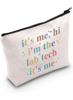 WCGXKO WCGXKO Lab Tech Gift It's Me Hi I’m The Lab Tech It’s Me Zipper Pouch Makeup Bag (B-Hi Lab Tech), beige 