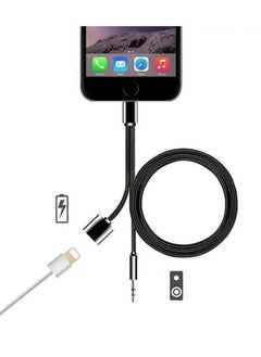 2 in 1 8 Pin Aux Cable and Lightning Headphone Adapter for iPhone Nylon Braided Tangle-Free 3.5mm Audio Jack Adapter Cable 100cm Black