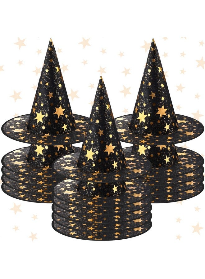Newcotte 16 Pieces Witch Hats Halloween Costumes For Women Men Modern Witch Hats Fancy Dress Party Decorations(Black) - Image 1