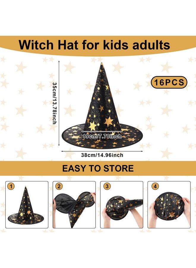 Newcotte 16 Pieces Witch Hats Halloween Costumes For Women Men Modern Witch Hats Fancy Dress Party Decorations(Black) - Image 3