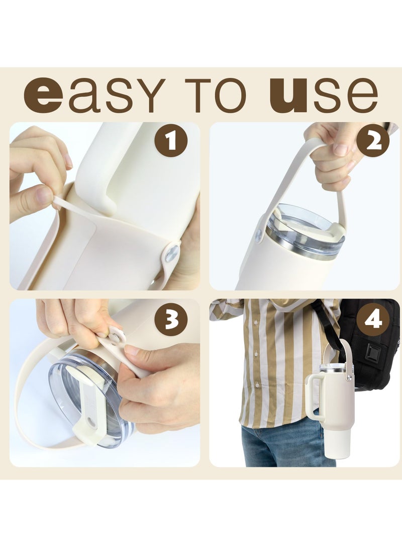 Zikra Water Bottle Handle - Silicone Water Bottle Holder, Sling, Lanyard, Sleeve with Strap - Compatible with Stanley 40oz Tumbler with Handle - for Stanley Cup Accessories Protector Cover - Image 4