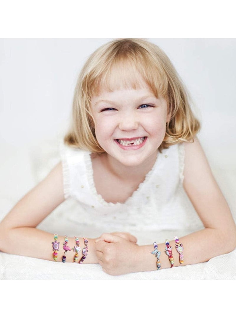 FengSVMA 12 Pcs Kids Girls Bracelets Jewelry Animal Pendant Unicorn Owl Cute Bracelet Multicolor Rhinestone Woven Friendship Bracelets for Party Favors Pretend Play Bracelets Kids - Image 2