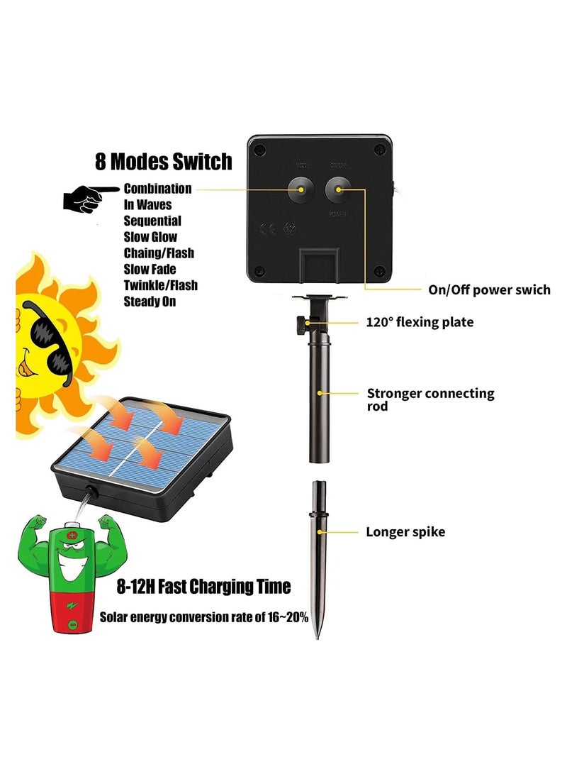 NANAO ضوء حبل شمسي، مقاوم للماء IP65 10م-100LEDs، أضواء LED خارجية، أضواء خارجية لحفلات الحدائق المنزلية، زينة زفاف عيد الميلاد عيد الهالوين، إضاءة شجرة العطلات - Image 5