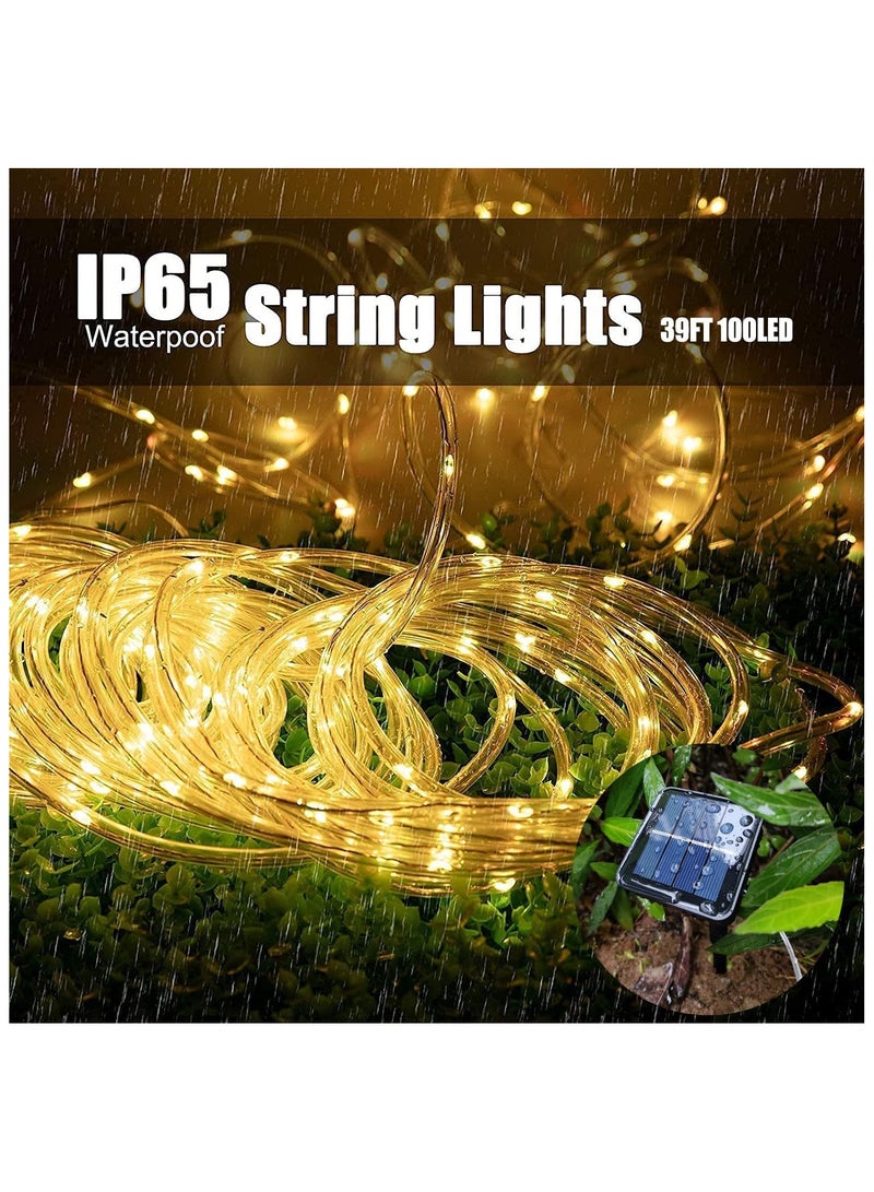 NANAO ضوء حبل شمسي، مقاوم للماء IP65 10م-100LEDs، أضواء LED خارجية، أضواء خارجية لحفلات الحدائق المنزلية، زينة زفاف عيد الميلاد عيد الهالوين، إضاءة شجرة العطلات - Image 3