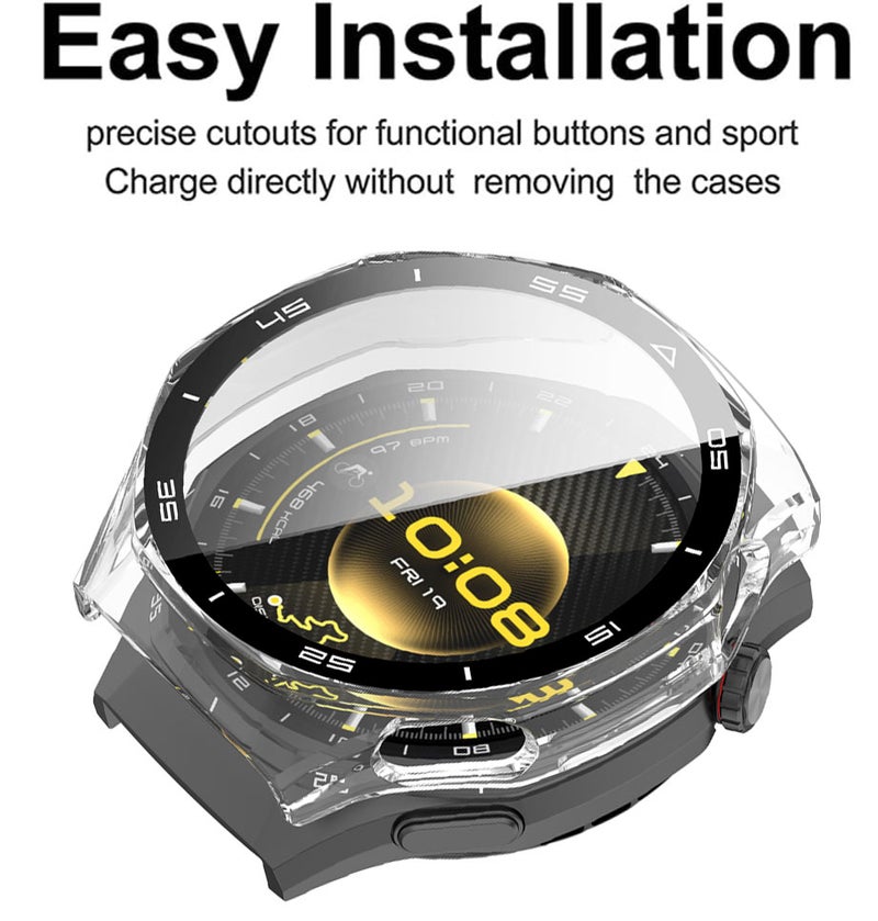 SJet Case for Huawei Watch GT6 Pro 46mm PC Case with Tempered Glass Screen Protector with Bumper Guard Protective Cover Touch For Huawei GT 6 Pro 46mm (Clear) - Image 4