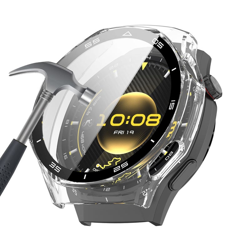 SJet Case for Huawei Watch GT6 Pro 46mm PC Case with Tempered Glass Screen Protector with Bumper Guard Protective Cover Touch For Huawei GT 6 Pro 46mm (Clear) - Image 1