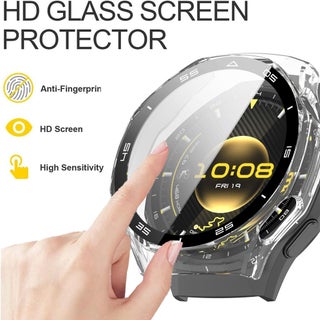 Case for Huawei Watch GT6 Pro 46mm PC Case with Tempered Glass Screen Protector with Bumper Guard Protective Cover Touch For Huawei GT 6 Pro 46mm (Clear) - view 3