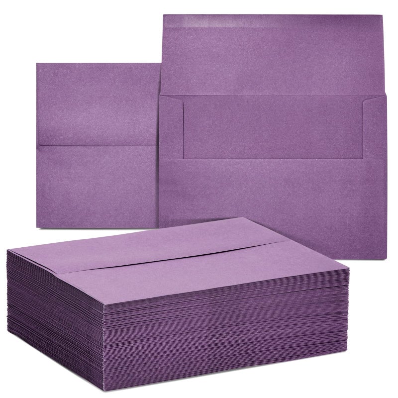 Sustainable Greetings Invitation Envelopes A7 7 x 5 in Purple 100 Pack Square Flap Gummed Seal Colored Bulk Envelopes for Wedding Birthday Baby Shower Invitations