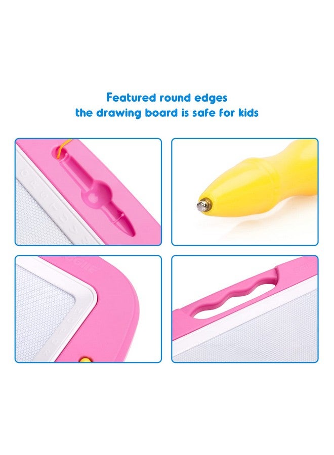 SGILE Large Magnetic Drawing Board - 4 Colors 16×13in Writing Painting Doodle Pad with 4 Stamps for Toddlers, Learning Educational Toy Etch Sketch Gift for 36+ Month Kids Girls Boys, Pink - Image 5
