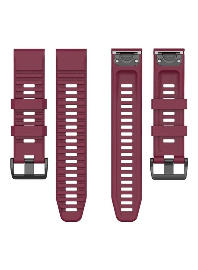 NIBEMINENT Quick Release Official Texture Wrist Strap For Garmin Fenix 6 22mm Wine Red - Image 5