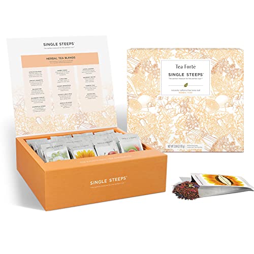 Tea Forte Herbal Tea Assortment Single Steeps Loose Leaf Premium Tea Gift Set Sampler, 28 Count, 2 of Each Assorted Blends Pre-Portioned Single Serve Pouches, Steeps 12 oz - Image 1