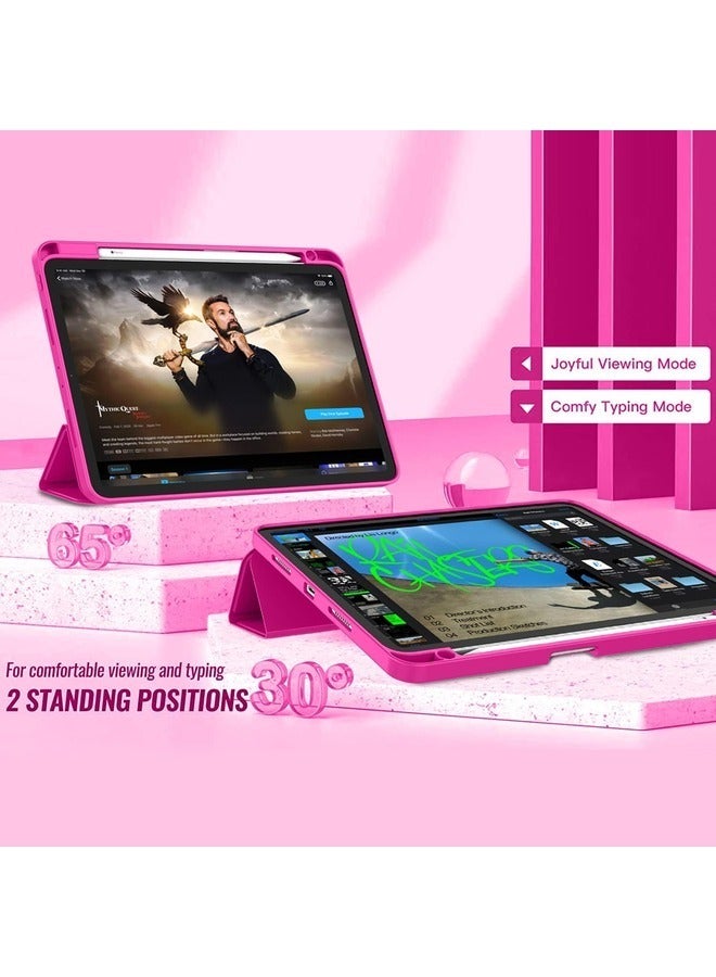 Pink Tri-Fold PU Leather Case for iPad Pro 11-inch (M4) 2024 – Smart Tablet Cover with Adjustable Stand - Image 4