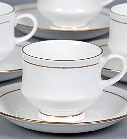 TREANDCARD Bone China Gold Line Tea & Coffee Cups Mugs (6 Cups & 6 Saucer) 170 Ml - Image 2