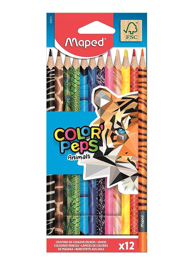 Maped Maped Color'Peps Animal Print Colouring Pencils (12 pack), 832212 