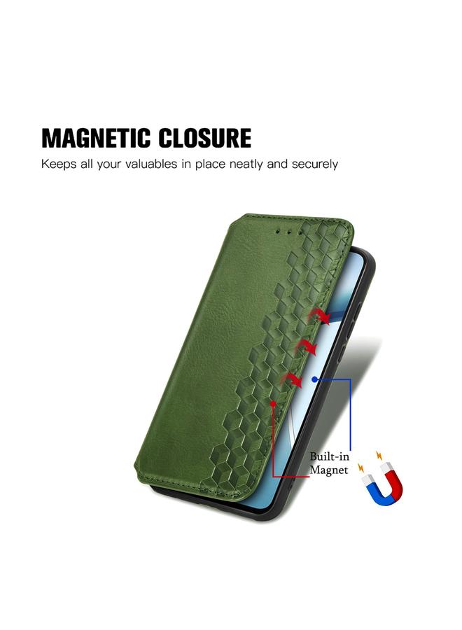 S-TOP Case For Nothing Phone 2a Plus Cubic Grid Pressed Magnetic Leather Phone Case - Image 5