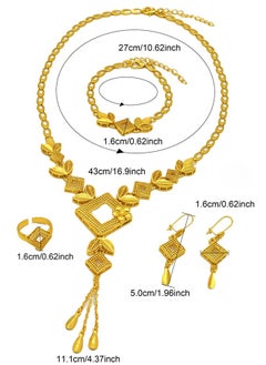 Al Aoyama Copper Gold Plated Necklace Bracelet earrings rings Jewelry Set Middle East Choker Pendant Set Wedding Party Gift  - Image 5