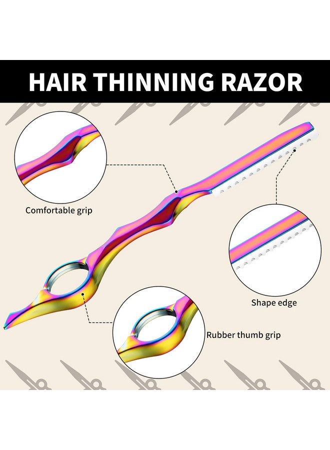 Mudder 11 Pieces Styling Razor Thinning Comb and Texturizing Cutting Comb with Replacement Stainless Steel Razors for Salon Home Use (Vivid Neon) - Image 3