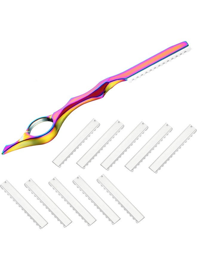 Mudder 11 Pieces Styling Razor Thinning Comb and Texturizing Cutting Comb with Replacement Stainless Steel Razors for Salon Home Use (Vivid Neon) - Image 1